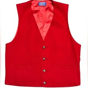 Pendleton Vintage Women’s Vest Red Silver Crest Buttons SEE MEASUREMENTS